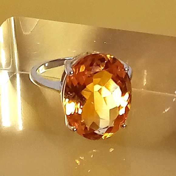 925 Sterling Silver Ring Sz 6 with Natural Citrine 16x12mm Gemstone - Picture 8 of 8